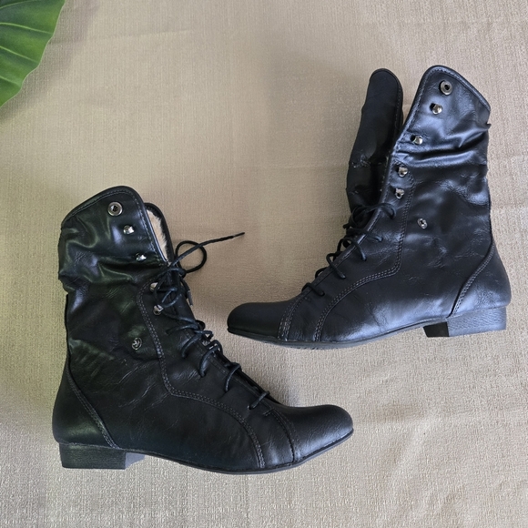 Z LONDON | Black Piper Up or Down Boots w/ Faux Fur Sz 8 - Picture 4 of 13